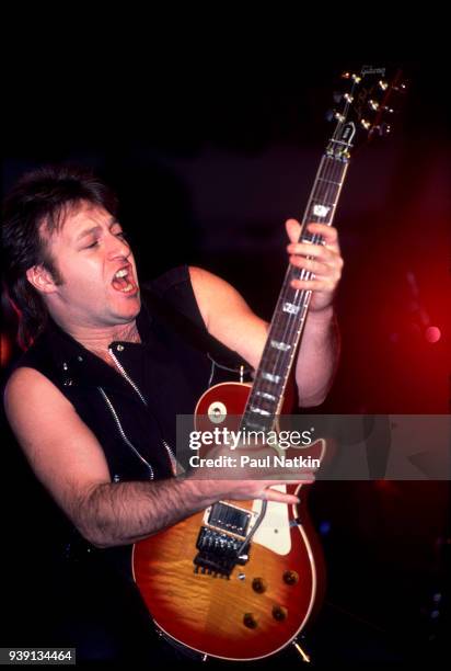 Guitarist Aldo Nova performs at the Aragon Ballroom in Chicago, Ilinois, November 25, 1983.