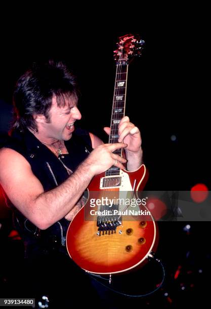 Guitarist Aldo Nova performs at the Aragon Ballroom in Chicago, Ilinois, November 25, 1983.