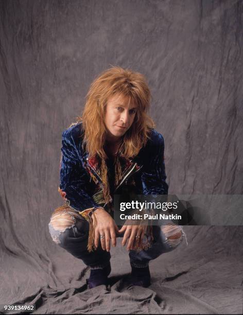 Portrait of guitarist Aldo Nova in a photo studio in Chicago, Illinois, April 2, 1991.