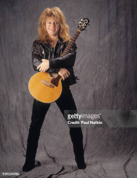 Portrait of guitarist Aldo Nova in a photo studio in Chicago, Illinois, April 2, 1991.