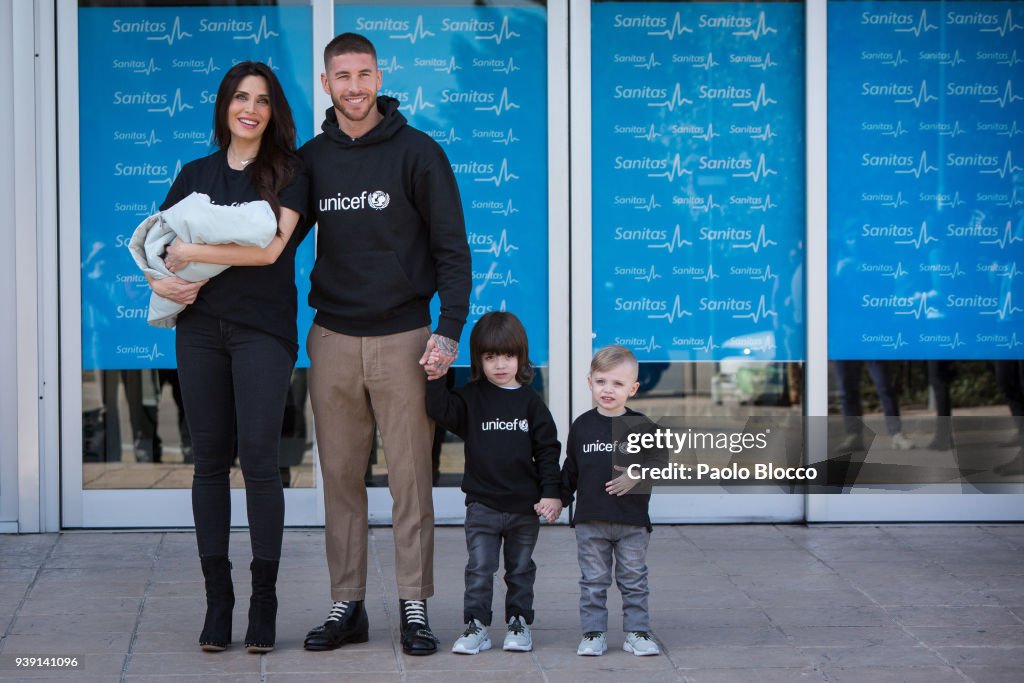 Pilar Rubio And Sergio Ramos Present Their New Born Child in Madrid