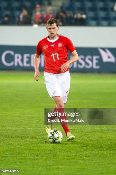 Fabian Frei of Switzerland in action during the International Friendly between Switzerland and Panama at the Swissporarena on March 27, 2018 in...