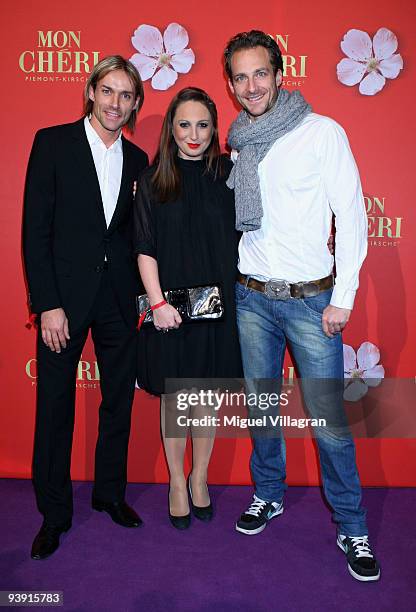 Sven Hannawald , Tim Lobinger and girlfriend Alina Baumann attend the 'Barbara Day' on December 4, 2009 in Munich, Germany.