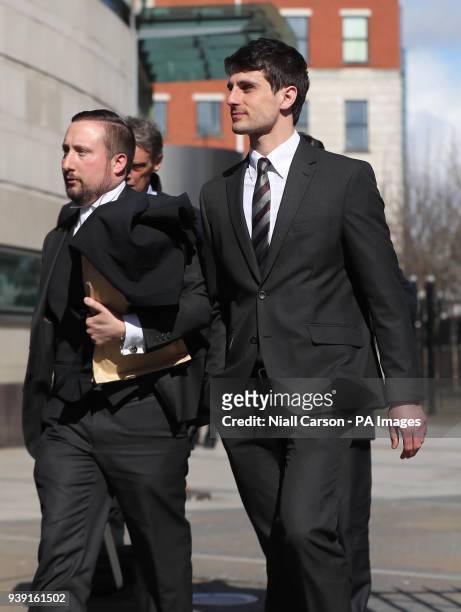 Blane McIlroy leaving Belfast Crown Court after being found not guilty of exposure.