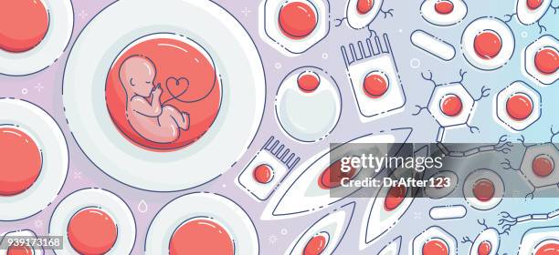 embryonic stem cell concept horizontal - personalized medicine stock illustrations