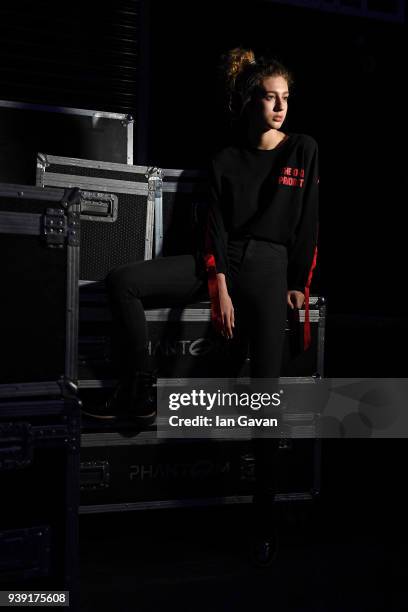 Model ahead of the DB Berdan show during Mercedes Benz Fashion Week Istanbul at Zorlu Center on March 28, 2018 in Istanbul, Turkey.