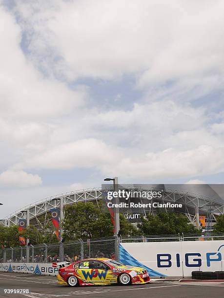 Cameron McConville drives the Brad Jones Racing Holden during qualifying for race 25 of the Sydney 500 Grand Finale, which is round 14 of the V8...