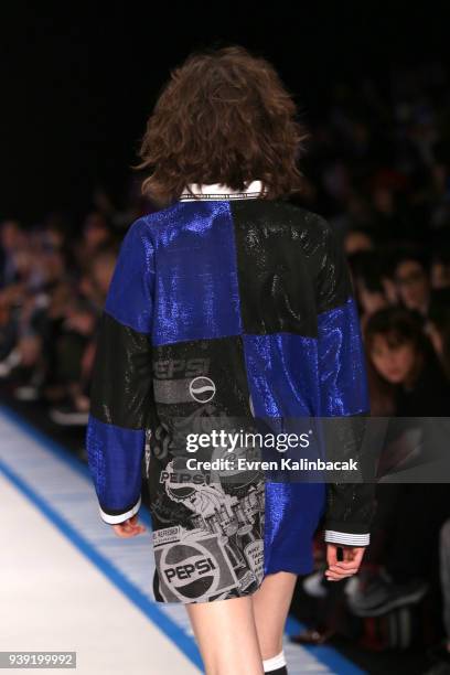 Model walks the runway for the DB Berdan show during Mercedes Benz Fashion Week Istanbul at Zorlu Center on March 28, 2018 in Istanbul, Turkey.