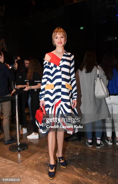 Sebnem Schaefer attends the DB Berdan show during Mercedes Benz Fashion Week Istanbul at Zorlu Center on March 28, 2018 in Istanbul, Turkey.