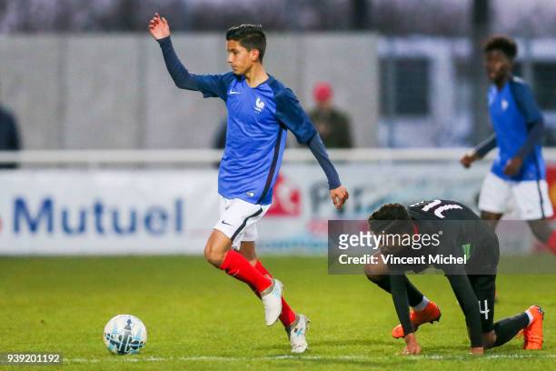 Logan Delaurier Chaubet of France during the Mondial Montaigu match between France U16 and Portugal U16 on March 27, 2018 in Montaigu, France.