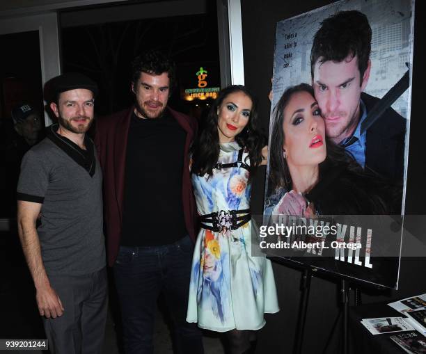 Director Kyle Downes, actor Charlie Babcock and actress Mandy Amano attend the North Hollywood Cinefest Screening Of "Proxy Kill" held at Laemmle's...