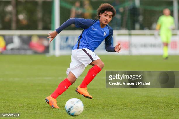 Enzo Millot of France during the Mondial Montaigu match between France U16 and Portugal U16 on March 27, 2018 in Montaigu, France.