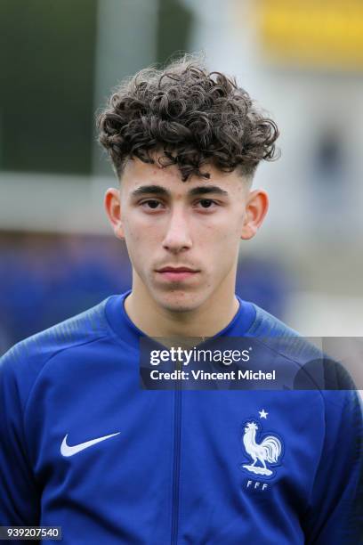 Adil Aouchiche of France during the Mondial Montaigu match between France U16 and Portugal U16 on March 27, 2018 in Montaigu, France.