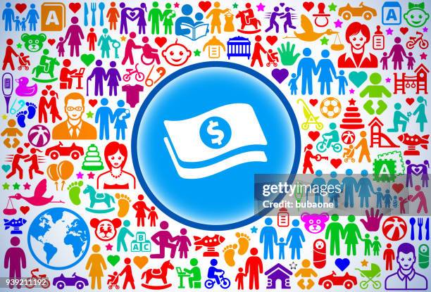 dollar bills family and parenthood vector icon pattern - model car stock illustrations