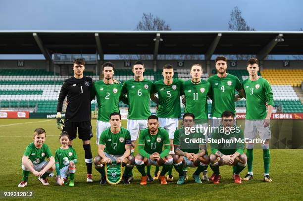 Dublin , Ireland - 27 March 2018; The Republic of Ireland team, back row, from left, Kieran O'Hara, Corey Whelan, Declan Rice, Shaun Donnellan, Ronan...