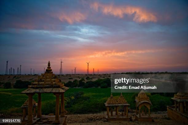 bada bagh, jaisalmer, rajasthan, india - renewable energy india stock pictures, royalty-free photos & images