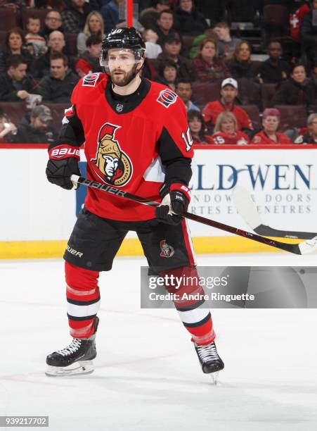 Tom Pyatt of the Ottawa Senators skates against the Carolina Hurricanes at Canadian Tire Centre on March 24, 2018 in Ottawa, Ontario, Canada.