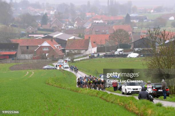 Landscape / Peloton / during the 7th Dwars door Vlaanderen 2018 a 117,7km women's race from Tielt to Waregem on March 28, 2018 in Waregem, Belgium.