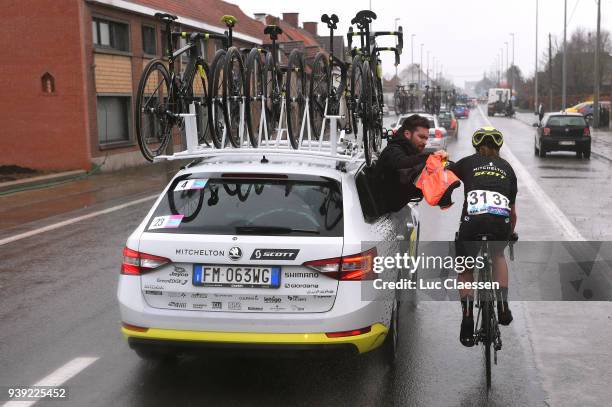 Annemiek Van Vleuten of The Netherlands and Team Mitchelton-Scott / Pat Ryan of Australia / Mechanic / Car / during the 7th Dwars door Vlaanderen...