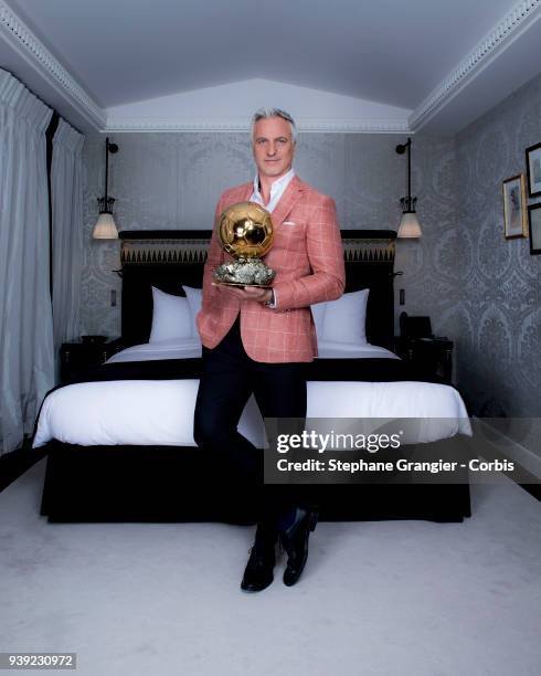 November 15: Journalist, Tv presenter, footballer, David Ginola poses during a photo-shoot on November 15, 2017 in Paris, France. On March 27, 2018...