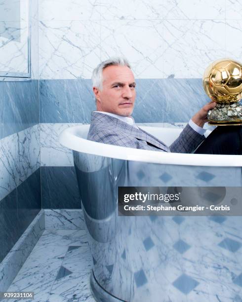 November 15: Journalist, Tv presenter, footballer, David Ginola poses during a photo-shoot on November 15, 2017 in Paris, France. On March 27, 2018...