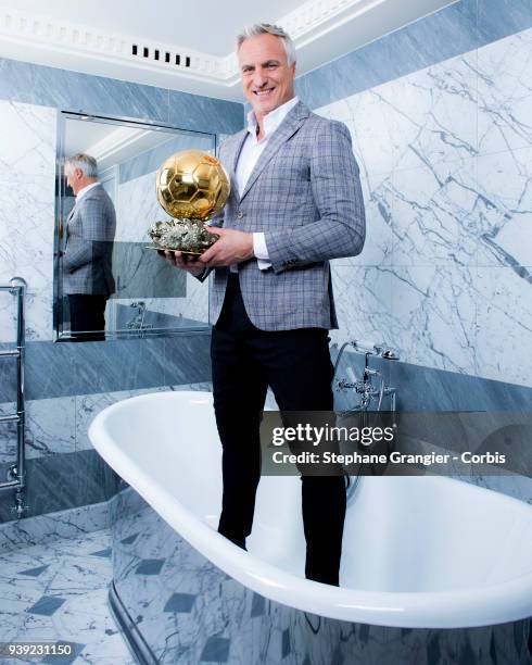 November 15: Journalist, Tv presenter, footballer, David Ginola poses during a photo-shoot on November 15, 2017 in Paris, France. On March 27, 2018...