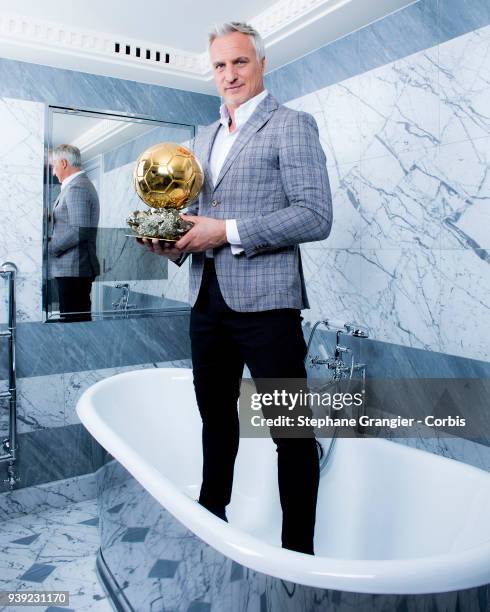 November 15: Journalist, Tv presenter, footballer, David Ginola poses during a photo-shoot on November 15, 2017 in Paris, France. On March 27, 2018...