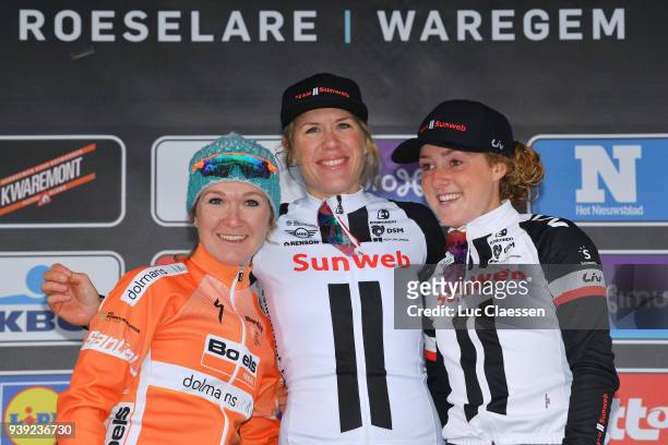 Podium / Ellen van Dijk of The Netherlands and Team Sunweb / Amy Pieters of The Netherlands and Boels - Dolmans Cycling Team / Floortje Mackaij of...