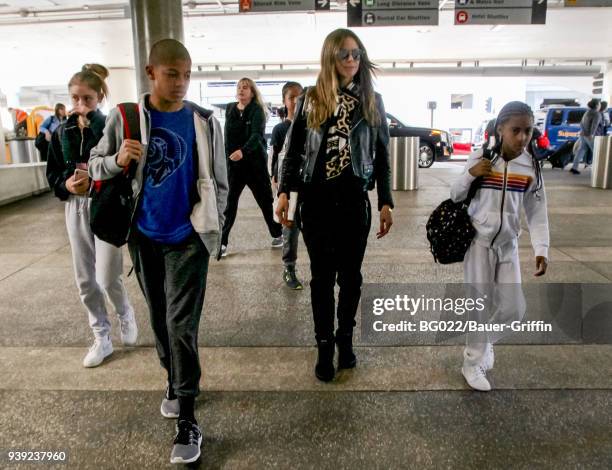 Heidi Klum and her children Helene, Henry, Johan and Lou are seen on March 27, 2018 in Los Angeles, California.