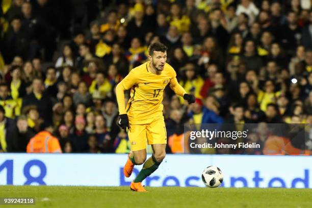 Nikita Rukavytsya of Australia during the International friendly match between Colombia and Australia at Craven Cottage on March 27, 2018 in London,...
