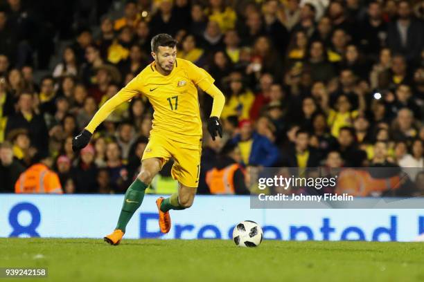 Nikita Rukavytsya of Australia during the International friendly match between Colombia and Australia at Craven Cottage on March 27, 2018 in London,...