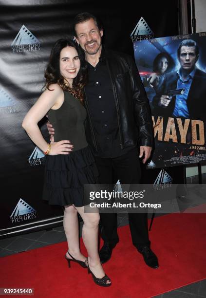 Actress Vida Ghaffari and actor Michael Pare arrive for the Premiere Of "Mayday" held at Regency Valley Plaza 6 on March 27, 2018 in North Hollywood,...