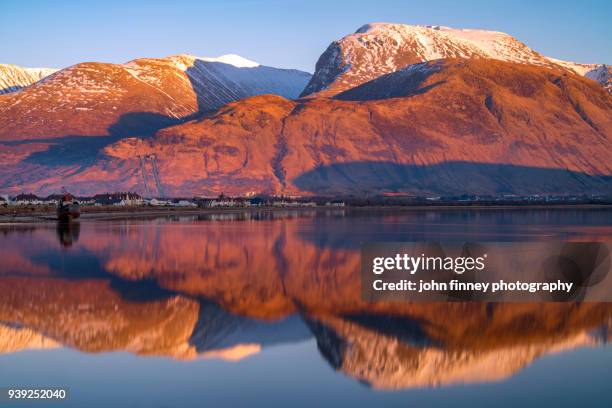 sunset light on ben nevis, scotland, uk. - fort william stock pictures, royalty-free photos & images