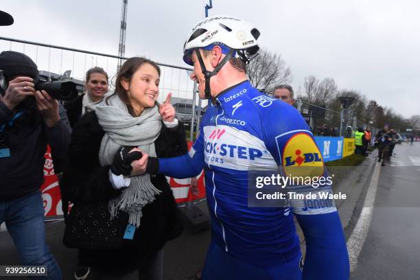 Arrival / Yves Lampaert of Belgium and Team Quick-Step Floors / Astrid Demeulemeester of Belgium Girlfriend / Celebration / during the 73rd Dwars...