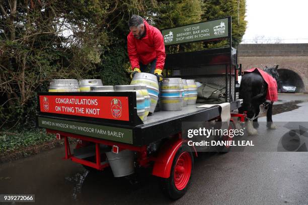 Brewey worker Paul loads barrels of the new Harry & Meghan's Windsor Knot ale, a limited edition craft beer brewed to mark the royal wedding of...