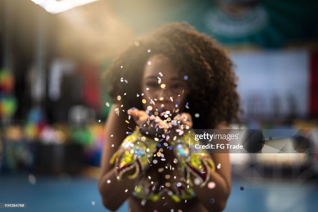 Brazilian woman celebrating the carnival