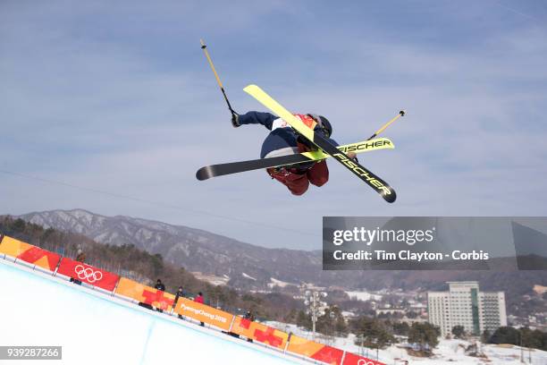 Annalisa Drew of the United States in action during the Freestyle Skiing - Ladies' Ski Halfpipe Finals day at Phoenix Snow Park on February 20, 2018...