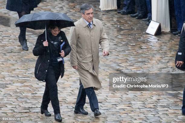 Francois Fillon attends a national tribute to Colonel Arnaud Beltrame at Hotel des Invalides on March 28, 2018 in Paris, France. The French police...