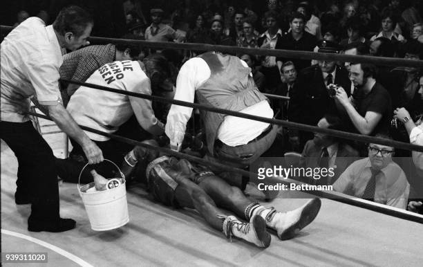 Middleweight boxer Willie Classen is knocked out during fight at Madison Square Garden 11/23. Classen did not regain consciousness and died 11/28...