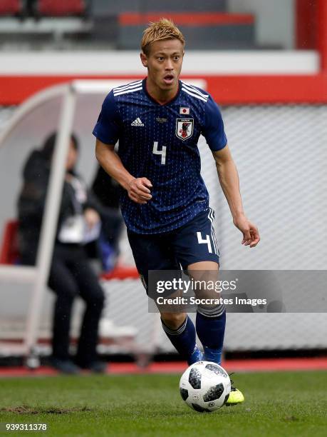 Keisuke Honda of Japan during the International Friendly match between Japan v Ukraine at the Stade Maurice Dufrasne on March 27, 2018 in Luik Belgium