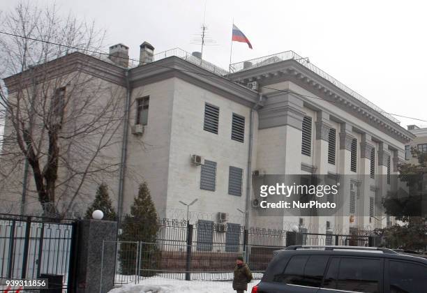 General view of the Russian Embassy in Kiev, Ukraine, 28 March, 2018. As Ukrainian President Petro Poroshenko announced on 26 March that Ukraine...