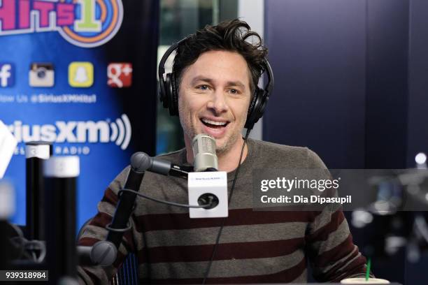Zach Braff visits SiriusXM Studios on March 28, 2018 in New York City.