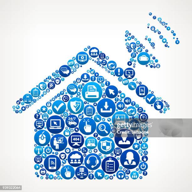 home dish computer tech support - building cloud reflection stock illustrations