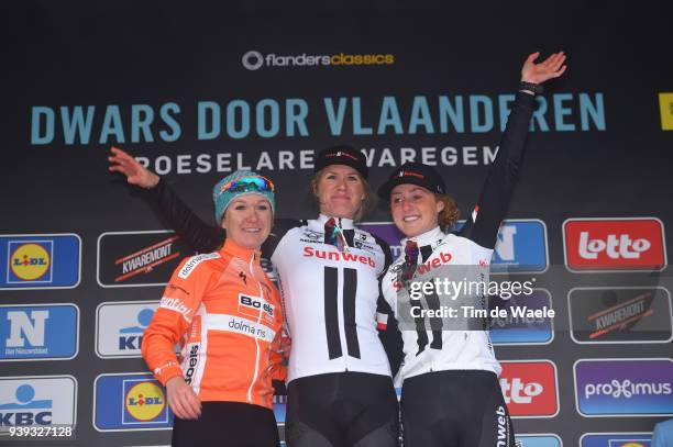 Podium / Ellen van Dijk of The Netherlands and Team Sunweb / Amy Pieters of The Netherlands and Boels - Dolmans Cycling Team / Floortje Mackaij of...