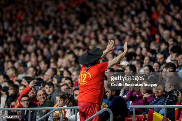 Manolo el del bombo" supporter of Spain during the International Friendly match between Spain v Argentina at the Estadio Wanda Metropolitano on March...