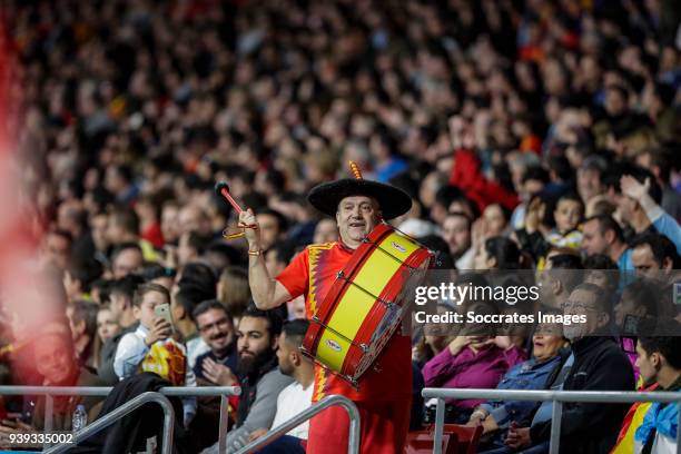 Manolo el del bombo" supporter of Spain during the International Friendly match between Spain v Argentina at the Estadio Wanda Metropolitano on March...