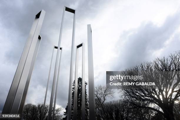 Picture taken on March 28, 2018 shows the Shoah Memorial in Toulouse during a gathering organised by French Union of Jewish Students and...