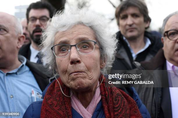 People take part in a gathering organised by French Union of Jewish Students and International League against Racism and Antisemitism - Ligue...