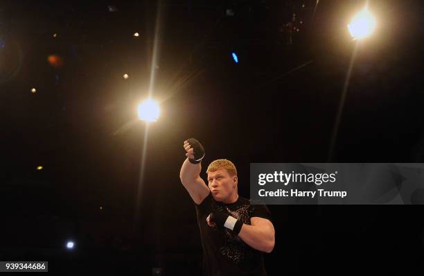 Boxer Alexander Povetkin works out during Anthony Joshua And Joseph Parker Media Workouts at St David's Hall on March 28, 2018 in Cardiff, Wales.