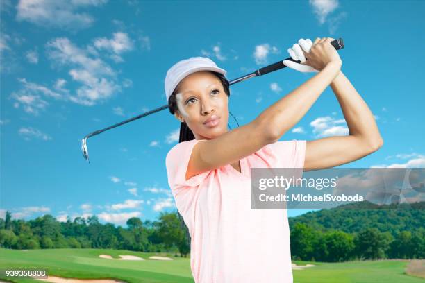 women golfer - golfer swing stock pictures, royalty-free photos & images